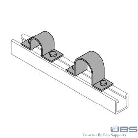 Fiberglass Unistrut Two Hole Pipe Strap, Channel Mount - PS1400 (Options: 14" ID)