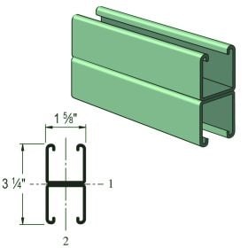 Unistrut P1001-20GR: 1-5/8" x 3-1/4", 12ga Double Strut Channel, Perma-Green III Finish, 20 Feet