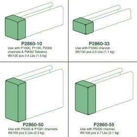 Unistrut P2860-10 Channel End Cap, White - P2860-10-VY (Options: White, Use With: P1000, P1100, P2000 & P9000)
