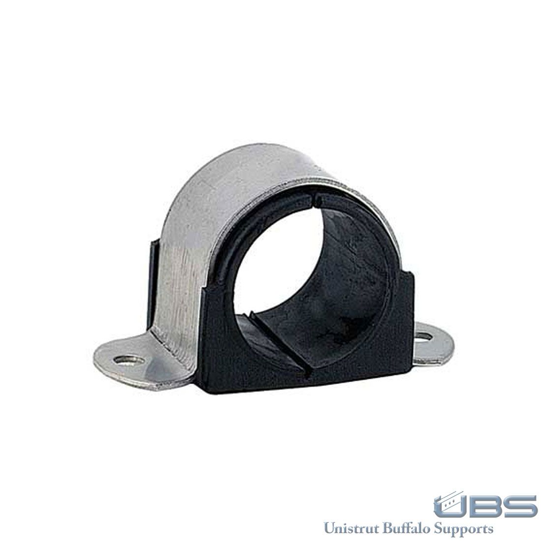 U-Bolt Clamp with Cushion: 3/4 Pipe, Steel, Electro-Galvanized Finish